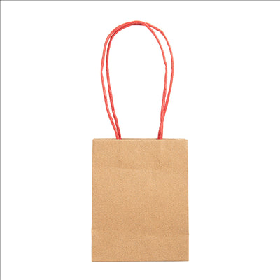 SACS SOS AVEC ANSES EN PAPIER ROUGE  110 G/M2 12+6,5x15 CM NATUREL KRAFT (100 UNITÉS)