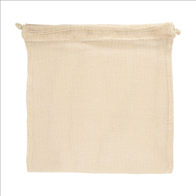 SACS FILET RÉUTILISABLES  33x33 CM BEIGE COTON (25 UNITÉS)