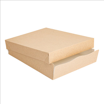 PLATEAUX + COUVERCLE 'THEPACK' 240 G/M2 23x17x4,5 CM NATUREL CARTON ONDULÉ NANO-MICRO (200 UNITÉS)