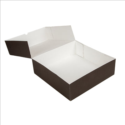 BOÎTES PATISSERIES SANS FENÊTRE 'THEPACK' 250 G/M2 32x32x10 CM CHOCOLAT CARTON ONDULÉ NANO-MICRO (100 UNITÉS)