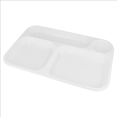 PLATEAUX À EMPORTER - 4 COMP.  36x24 CM BLANC PS (300 UNITÉS)