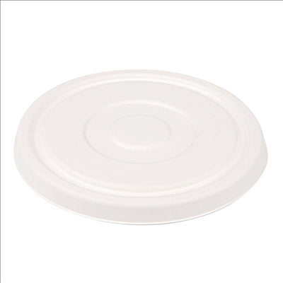 COUVERCLES BAS POUR SALADIERS 231.26/224.32 'BIONIC'  Ø16x1,2 CM BLANC BAGASSE (600 UNITÉS)