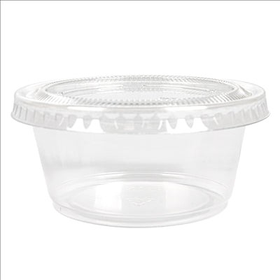 50 PETITS POTS + 50 COUVERCLES 100 ML Ø7,4x3,5 CM TRANSPARENT PP (24 UNITÉS)