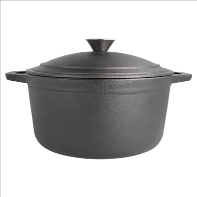 COCOTTE RONDE AVEC COUVERCLE 4800 ML Ø 25,5(33)x12,5 CM NOIR FER (2 UNITÉS)