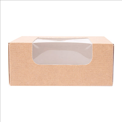 RÉCIPIENTS SUSHI+FÊNETRE 'THEPACK' 220 G/M2 + OPP 10x10x4 CM MARRON CARTON ONDULÉ NANO-MICRO (400 UNITÉS)