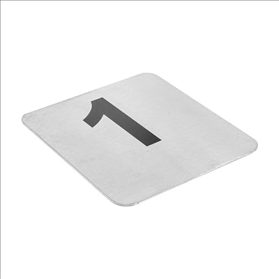 NUMÉROS DE TABLE DU 1 AU 25  9,5x8,8 CM ARGENTE INOX (1 UNITÉ)