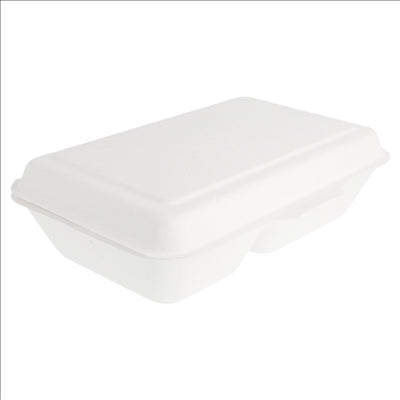 COQUILLES 2 COMPART. 'BIONIC' 1 L 16,5x22,5x6,4 CM BLANC BAGASSE (500 UNITÉS)