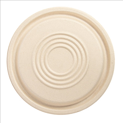 COUVERCLES BAS POUR RÉFÉRENCES 251.57/58/59 'BIONIC'  Ø 21,4x1 CM NATUREL BAGASSE (400 UNITÉS)