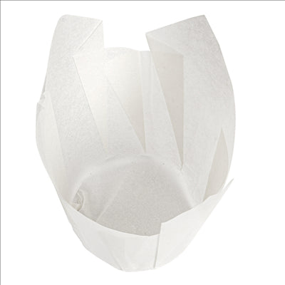 MUFFIN CUPS 'TULIP' 50 G/M2 15x15 CM BLANC PARCH.INGRAISSABLE (1000 UNITÉS)