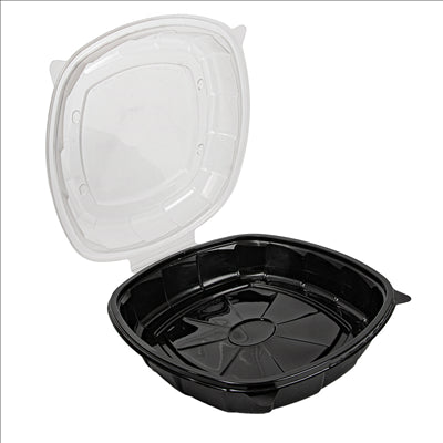 RÉCIPIENTS AVEC COUVERCLE CHARNIÈRE MICRO-ONDABLES 1370 ML 25,1x25,8x7,4 CM NOIR PP (100 UNITÉS)