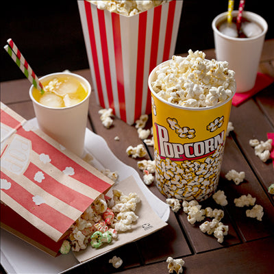SACS SOS POP CORN 'STRIPES' 2,5 L-85 OZ 80 G/M² 14+8x24 CM NATUREL PARCH.INGRAISSABLE (500 UNITÉS)