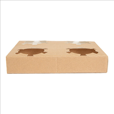 PORTE-GOBELETS 4 GOBELETS PRÉ-DÉCOUPE 'THEPACK' 300 G/M2 19x17x3,5 CM NATUREL CARTON ONDULÉ NANO-MICRO (200 UNITÉS)