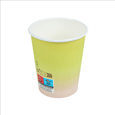 GOBELETS BOISSONS FROIDES ET CHAUDES 1 PAROI 'COMPOSTABLE GRADIENT' 240 ML 280 G/M2 Ø8/5,6x9,2 CM BLANC CARTON (1000 UNITÉS)