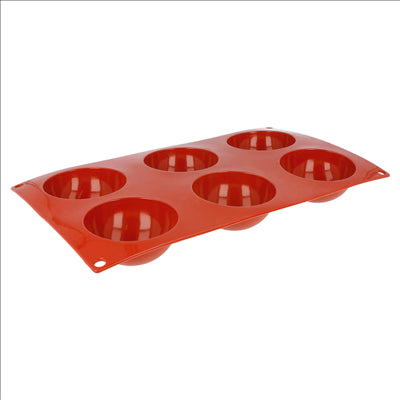 MOULE DEMI SPHÈRE Ø 7x3,5 CM  17,5x30 CM ROUGE SILICONE (1 UNITÉ)