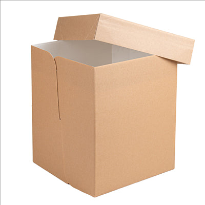 BOÎTES PATISSERIES HAUTES SANS FENÊTRE 'THEPACK' 320 G/M2 25,4x25,4x30,5 CM NATUREL CARTON ONDULÉ MICROCANAL (30 UNITÉS)