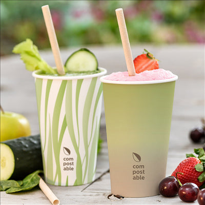 GOBELETS BOISSONS FROIDES ET CHAUDES 1 PAROI GRASS 'COMPOSTABLE' 480 ML 300 G/M2 Ø9/6x13,2 CM BLANC CARTON (1000 UNITÉS)