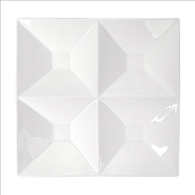 ASSIETTES CARRÉES 4 COMPARTIMENTS  29x29 CM BLANC PORCELAINE (6 UNITÉS)