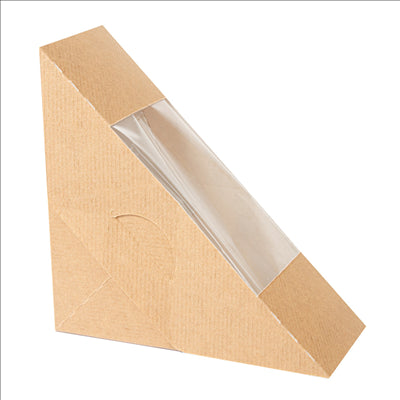 BOÎTES SANDWICH AVEC FENÊTRE - SIMPLE 'THEPACK' 220 G/M2 + OPP 12,4x12,4x5,5 CM NATUREL CARTON ONDULÉ NANO-MICRO (500 UNITÉS)