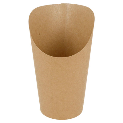 GOBELETS A FRITES OUVERTS 16 OZ - 480 ML 200 + 25PE G/M2 Ø8,5x13,5 CM MARRON CARTON (50 UNITÉS)