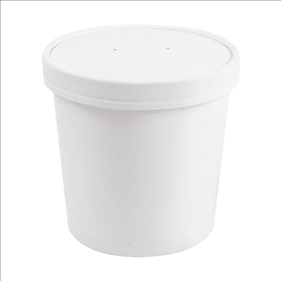 RÉCIPIENTS + COUVERCLES 780 ML - 26 oz 330 + 18 PE G/M2 Ø11,7/9,2x11 CM BLANC CARTON (250 UNITÉS)