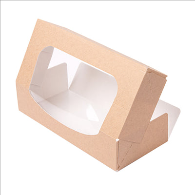 RÉCIPIENTS SUSHI+FÊNETRE 'THEPACK' 220 G/M2 + OPP 19,7x9x4,5 CM MARRON CARTON ONDULÉ NANO-MICRO (400 UNITÉS)