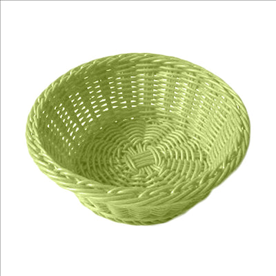 CORBEILLES SIMILAIRE OSIER RONDES  Ø 20x8 CM VERT ANIS PP (12 UNITÉS)