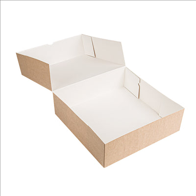 BOÎTES PATISSERIES SANS FENÊTRE 'THEPACK' 240 G/M2 26x26x8 CM NATUREL CARTON ONDULÉ NANO-MICRO (100 UNITÉS)