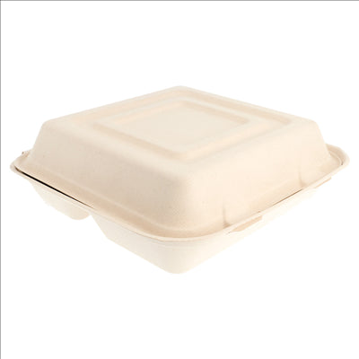 COQUILLES "L" 3 COMPART. 'BIONIC'  25x25x7,5 CM NATUREL BAGASSE (250 UNITÉS)