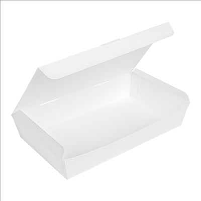 BOÎTES "LUNCH BOX" COUVERCLES 'THEPACK' 1700 ML (54 oz) 230 G/M2 27,5x16,5x5 CM BLANC CARTON ONDULÉ NANO-MICRO (240 UNITÉS)