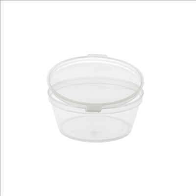 PETITS POTS + COUVERCLE INCLUS 60 ML Ø6/4,6x2.5 CM TRANSPARENT PP (1000 UNITÉS)