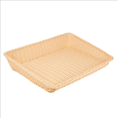 CORBEILLE SIMILAIRE OSIER RECTANGULAIRE INCLINÉE  45x60x5/12 CM NATUREL PP (1 UNITÉ)
