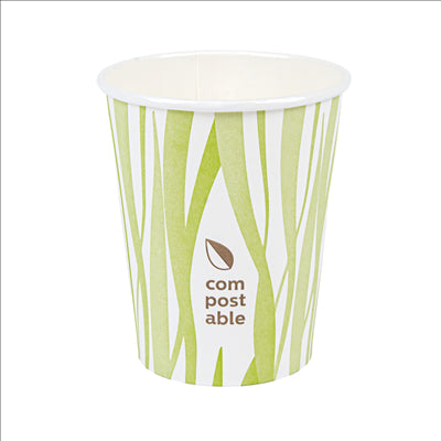 GOBELETS BOISSONS FROIDES ET CHAUDES 1 PAROI GRASS 'COMPOSTABLE' 240 ML 280 G/M2 Ø8/5,6x9,2 CM BLANC CARTON (1000 UNITÉS)