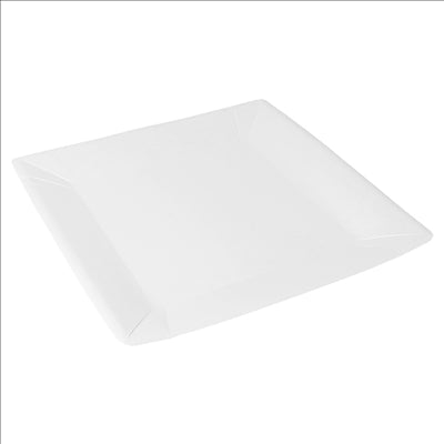 ASSIETTES CARRÉES  245 G/M2 23x23 CM BLANC CARTON (400 UNITÉS)