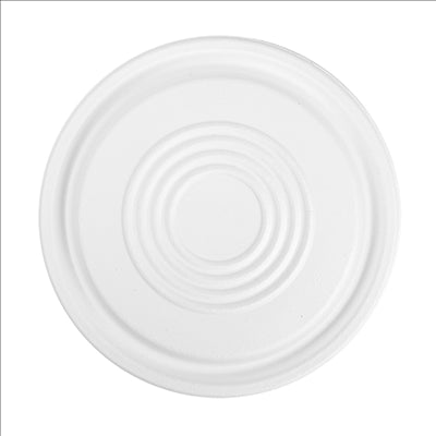 COUVERCLES BAS POUR RÉFÉRENCES 251.53/54/55 'BIONIC'  Ø 21,4x1 CM BLANC BAGASSE (400 UNITÉS)