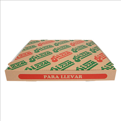 BOÎTES PIZZA 'THEPACK' 330 G/M2 36x36x4 CM NATUREL CARTON ONDULÉ MICROCANAL (100 UNITÉS)