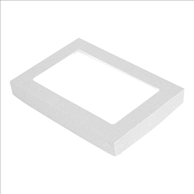 COUVERCLES AVEC FENÊTRE POUR BOÎTES 254.71 'THEPACK' 250 G/M2 22x15x2 CM BLANC CARTON ONDULÉ NANO-MICRO (200 UNITÉS)