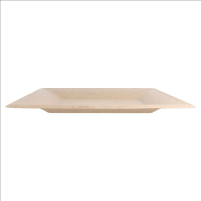 ASSIETTES CARRÉES 'BIONIC'  26,2x26,2x1,4 CM NATUREL BAGASSE (500 UNITÉS)