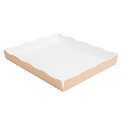 PLATEAUX + COUVERCLE 'THEPACK' 240 G/M2 32x27x4 CM NATUREL CARTON ONDULÉ NANO-MICRO (150 UNITÉS)