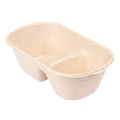 LUNCH BOXES 2 COMPART. 'BIONIC' 1000 ML 22x12,9x6,85 CM NATUREL BAGASSE (500 UNITÉS)