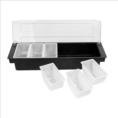 DISTRIBUTEUR À CONDIMENTS 6 COMPART.  49,5x15,7x9 CM NOIR PS (1 UNITÉ)