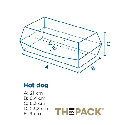 COQUILLES "HOT DOG" 'THEPACK' 220 G/M2 23,2x9x6,3 CM NATUREL CARTON ONDULÉ NANO-MICRO (450 UNITÉS)