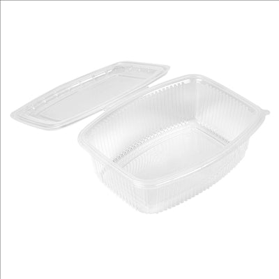 RÉCIPIENT AVEC COUVERCLE CHARNIÈRE 2000 ML 23,3x17,8x7,9 CM TRANSPARENT PP (200 UNITÉS)