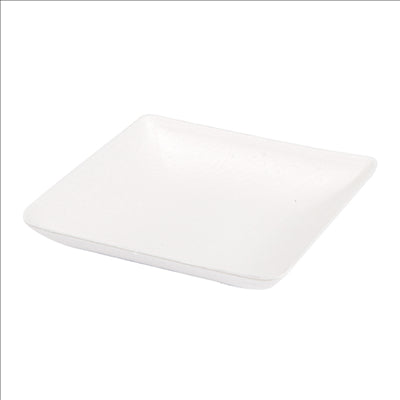 RÉCIPIENT CARRÉ 'BIONIC'  6,5x6,5x1,2 CM BLANC BAGASSE (1000 UNITÉS)