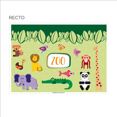 SETS DE TABLE COLORIAGE "ZOO"  100 G/M2 31x43 CM QUADRICHROMIE CELLULOSE (1000 UNITÉS)