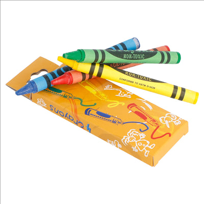 BOÎTES DE 4 CRAYONS DE COULEURS  9x3,4x1 CM ASSORTI CIRE (48 UNITÉS)