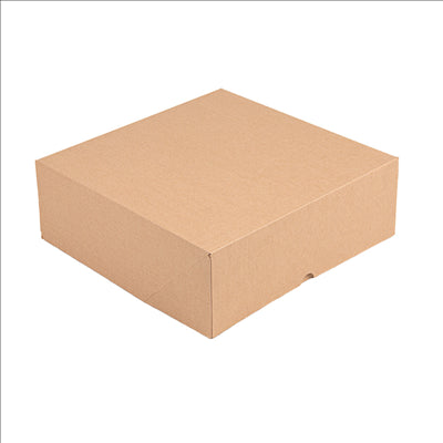 BOÎTES PATISSERIES SANS FENÊTRE 'THEPACK' 240 G/M2 28x28x10 CM NATUREL CARTON ONDULÉ NANO-MICRO (100 UNITÉS)