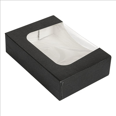 RÉCIPIENTS SUSHI+FÊNETRE 'THEPACK' 230 G/M2 + OPP 17,5x12x4,5 CM NOIR CARTON ONDULÉ NANO-MICRO (400 UNITÉS)