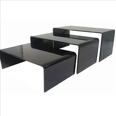 3 U. STANDS BUFFET  30x15x6/9/11 CM NOIR ACRYLIQUE (1 UNITÉ)