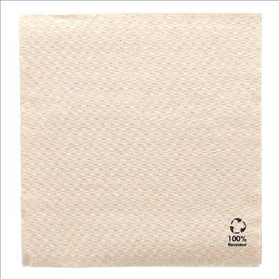 SERVIETTES ECOLABEL 1 PLI  23 G/M2 30x30 CM NATUREL OUATE RECYCLÉE (2400 UNITÉS)