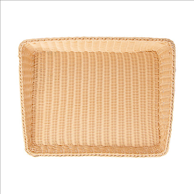 CORBEILLE SIMILAIRE OSIER RECTANGULAIRE INCLINÉE  45x60x5/12 CM NATUREL PP (1 UNITÉ)